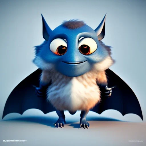 Little bat with wings and fangs, cute pixar character, digital painting, studio lighting, unreal engine, octane render