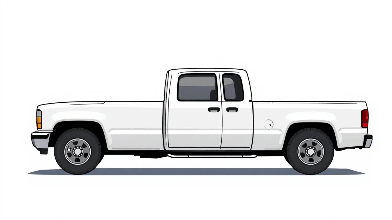 side of a generic pickup truck(white, 4 door), digital illustration