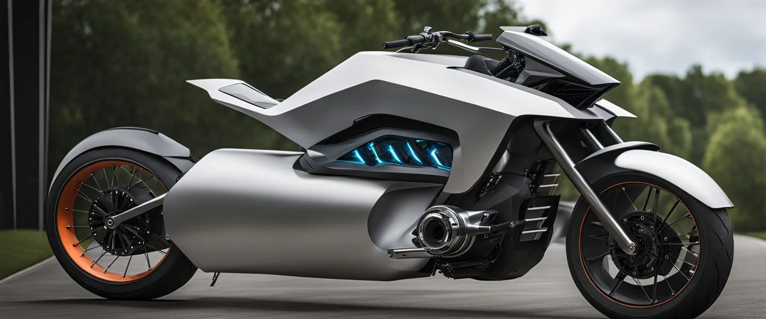 futuristic monster bike 3/4 back view