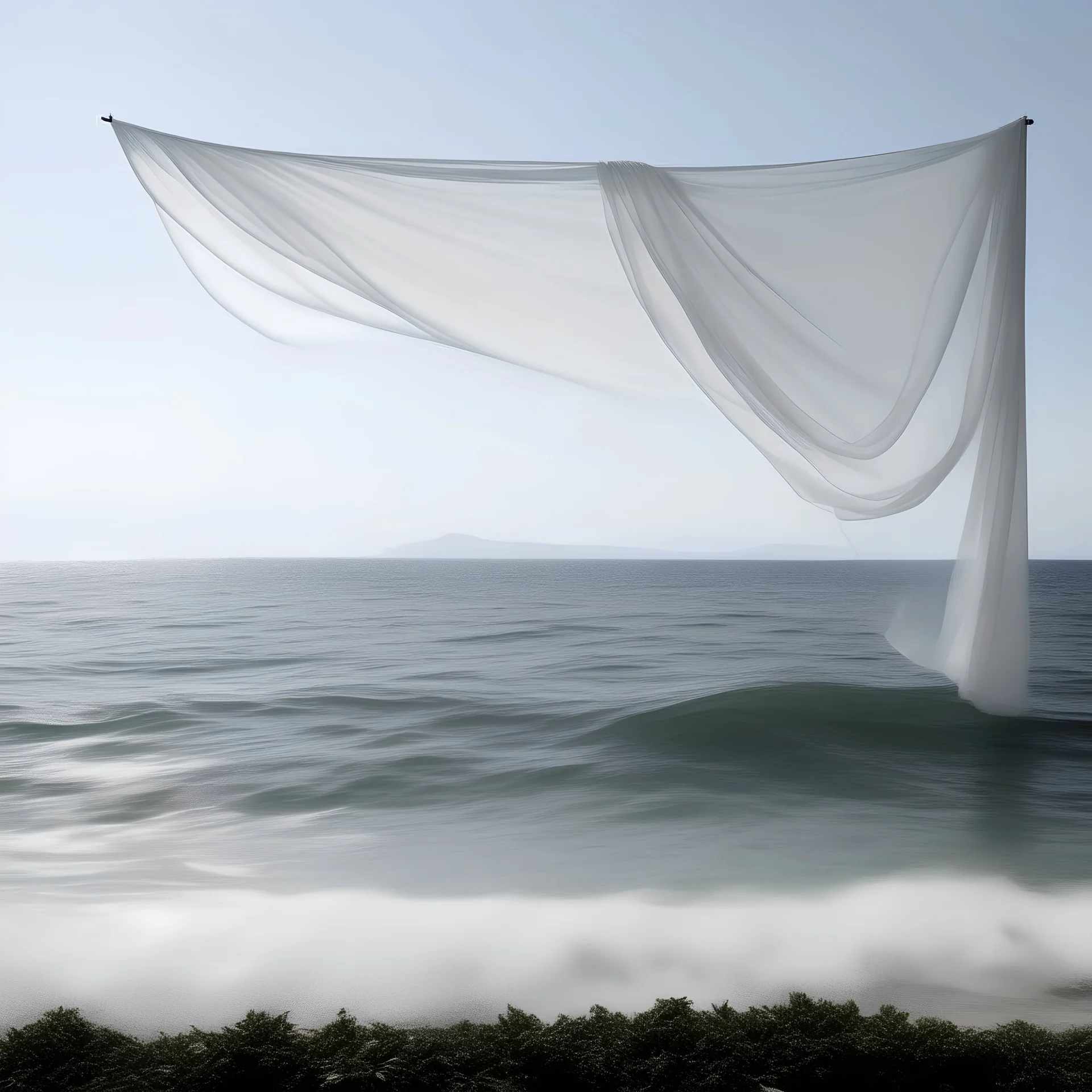 A white curtain on the sea