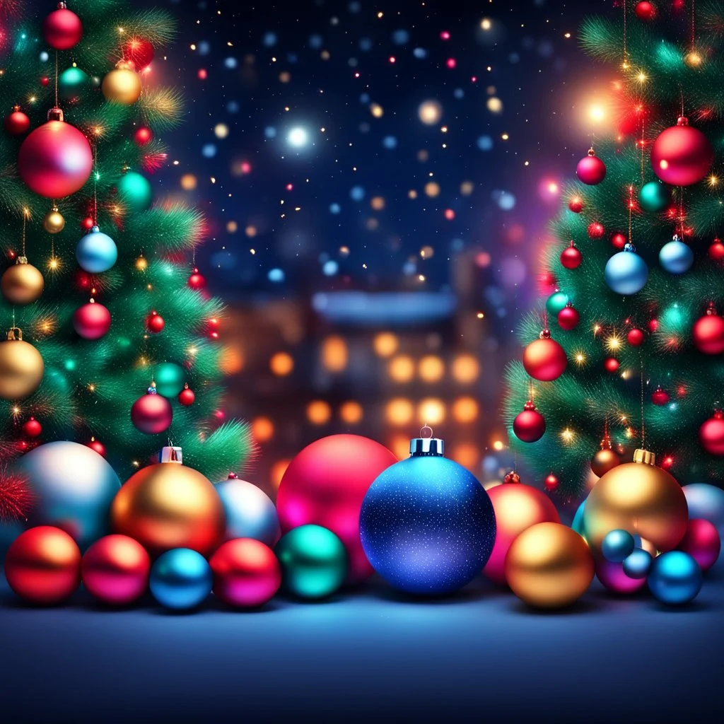 Hyper Realistic colourful Christmas background at night