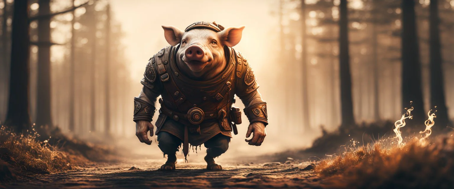 ghost pig man , finely inked, in rustic colors, 4k in the style of Peter Mohrbacher source vibrations, bokeh like f/0.8, tilt-shift lens 8k, high detail, smooth render, down-light, unreal engine, prize winning