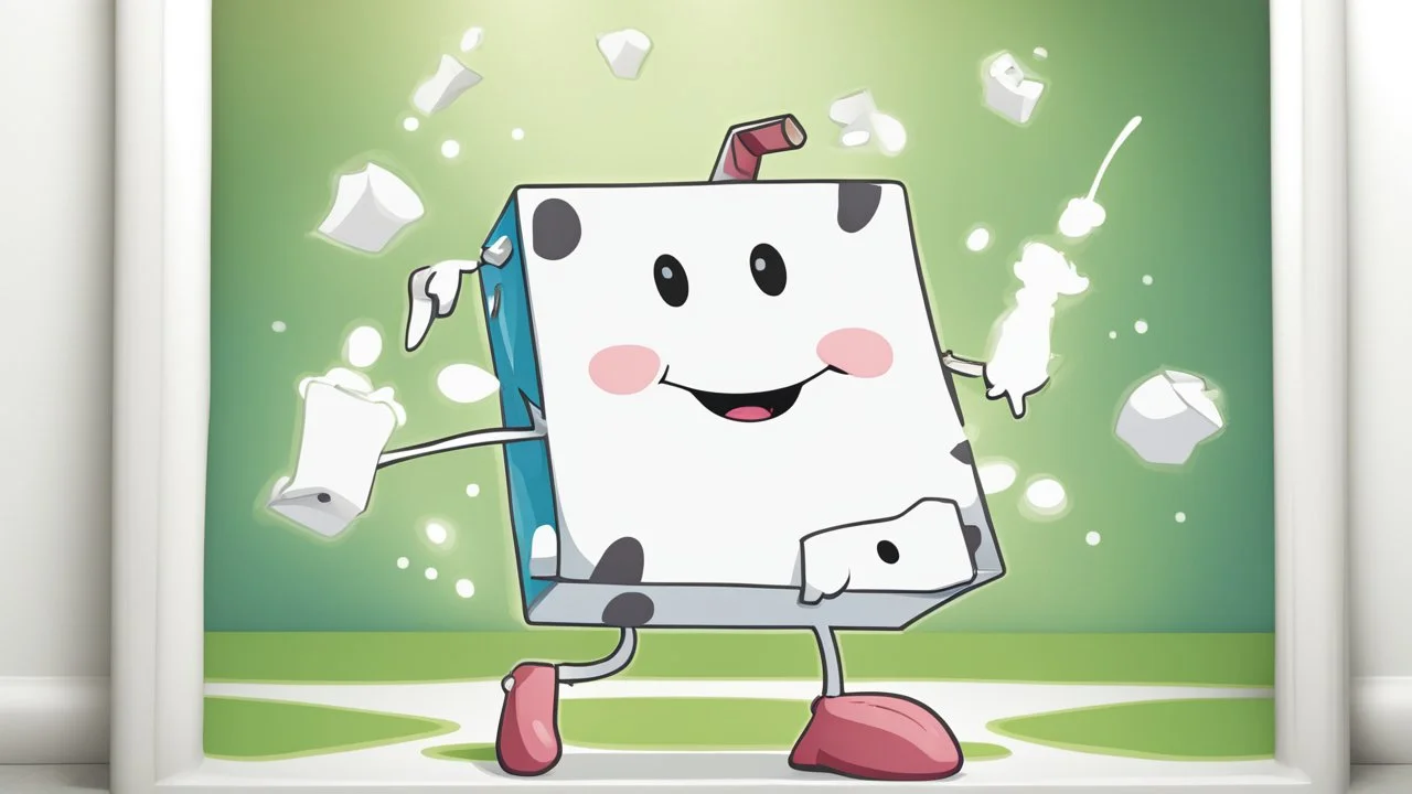 cartoon happy milk carton dancing
