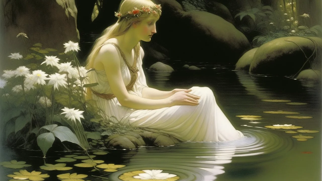 /imagine prompt: woman ninfa water, white woman --s 50 --q 4