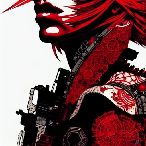 beautiful punk girl, hyper detailed, hyperdetailed, intricately detailed, illustration by <kilian eng> <Yoji Shinkawa>, darkred tones,