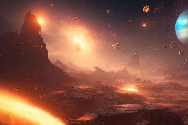 galactic super core full of stars planets swirling gasses, 3d octane render, steampunk, mysterious grandeur, african scene, high detail