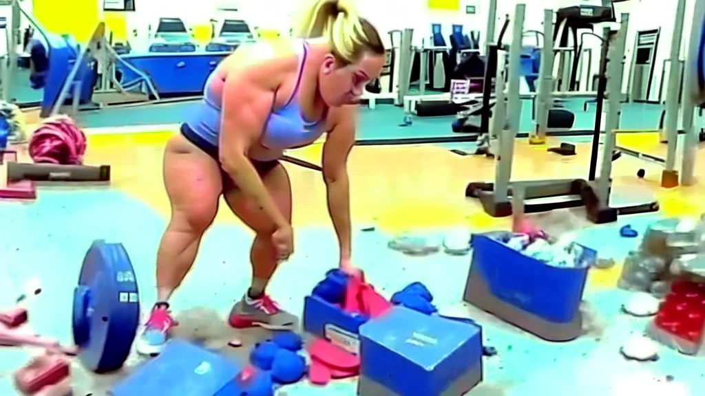 lady makes messes in public gym