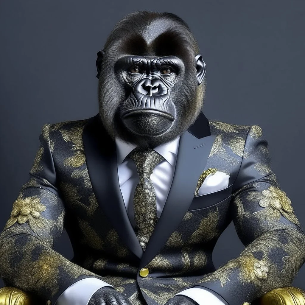 gorilla wearing a very fancy suit