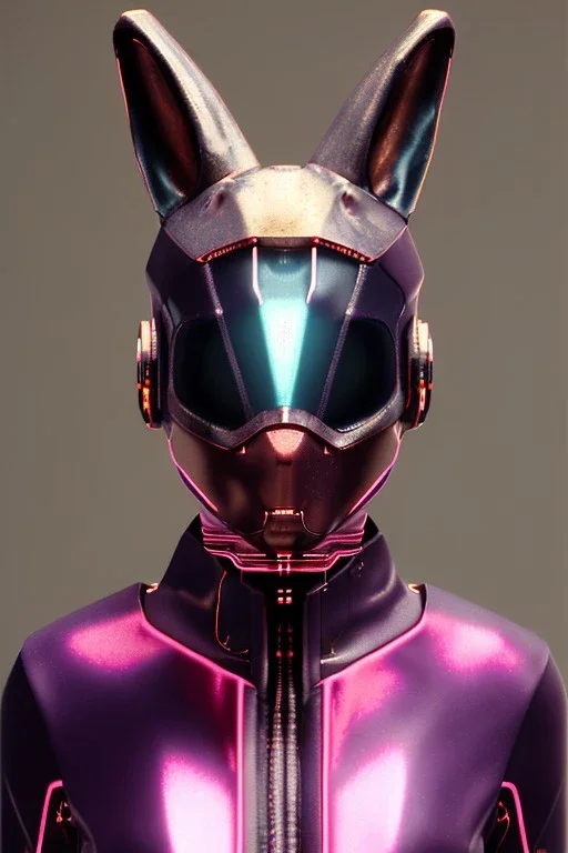 Medium Close Up Portrait, Front image. cyberpunk, rabbit mask, Chinese woman, pink long hair. latex, glossy suit. Pink, black, white, color. Retro futuristic style. Color background, photo studio. Avatar image, highly detailed, concept art, smooth, unreal engine 5, god rays, ray tracing, RTX, lumen lighting, ultra detail, volumetric lighting, 3d, finely drawn, high definition, high resolution.