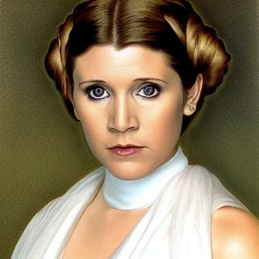 [[extrem stunning photorealistic Carrie Fisher as Princess Leia]] :: [[photorealistic hazel iris, short hair, head and shoulders portrait, 8k resolution photorealistic portrait by Alphonse Mucha, dynamic lighting, hyperdetailed, intricately detailed, triadic colors]]