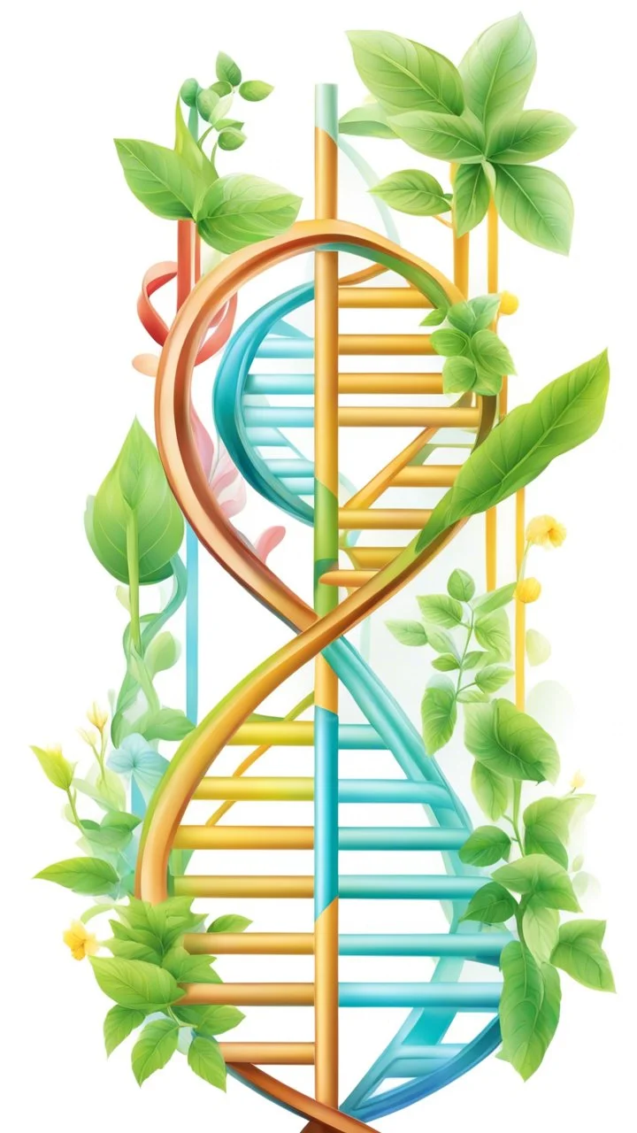 Color Logo DNA around it plants, white background, intricate details, highly detailed, high details, detailed portrait, masterpiece,ultra detailed, ultra quality