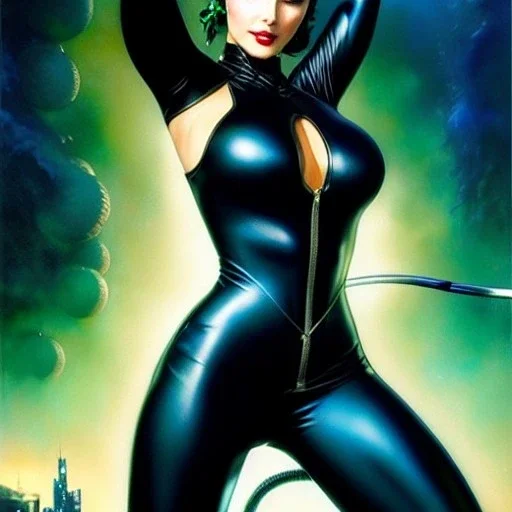 fullbody portrait 'beautiful Sexy Busty CatWoman',wearing skintight transparent suit,crystal clear green eyes,painting by gaston bussiere, greg rutkowski, yoji shinkawa, yoshitaka amano, tsutomu nihei, donato giancola, tim hildebrandt, oil on canvas, cinematic composition, extreme detail,fit full head inside picture,32k