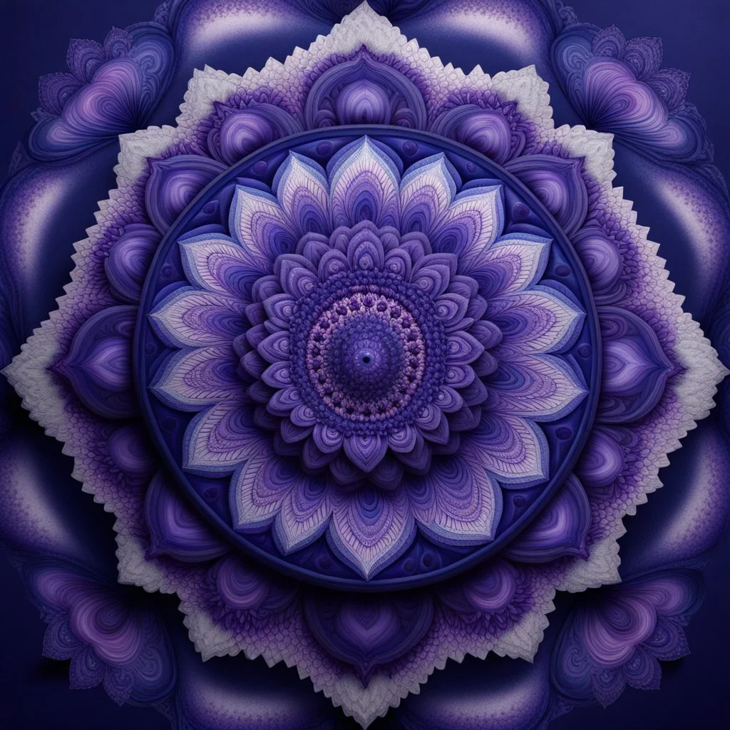 Hyper Realistic Photographic-View of a Navy-Blue-&-Purple Mandala.