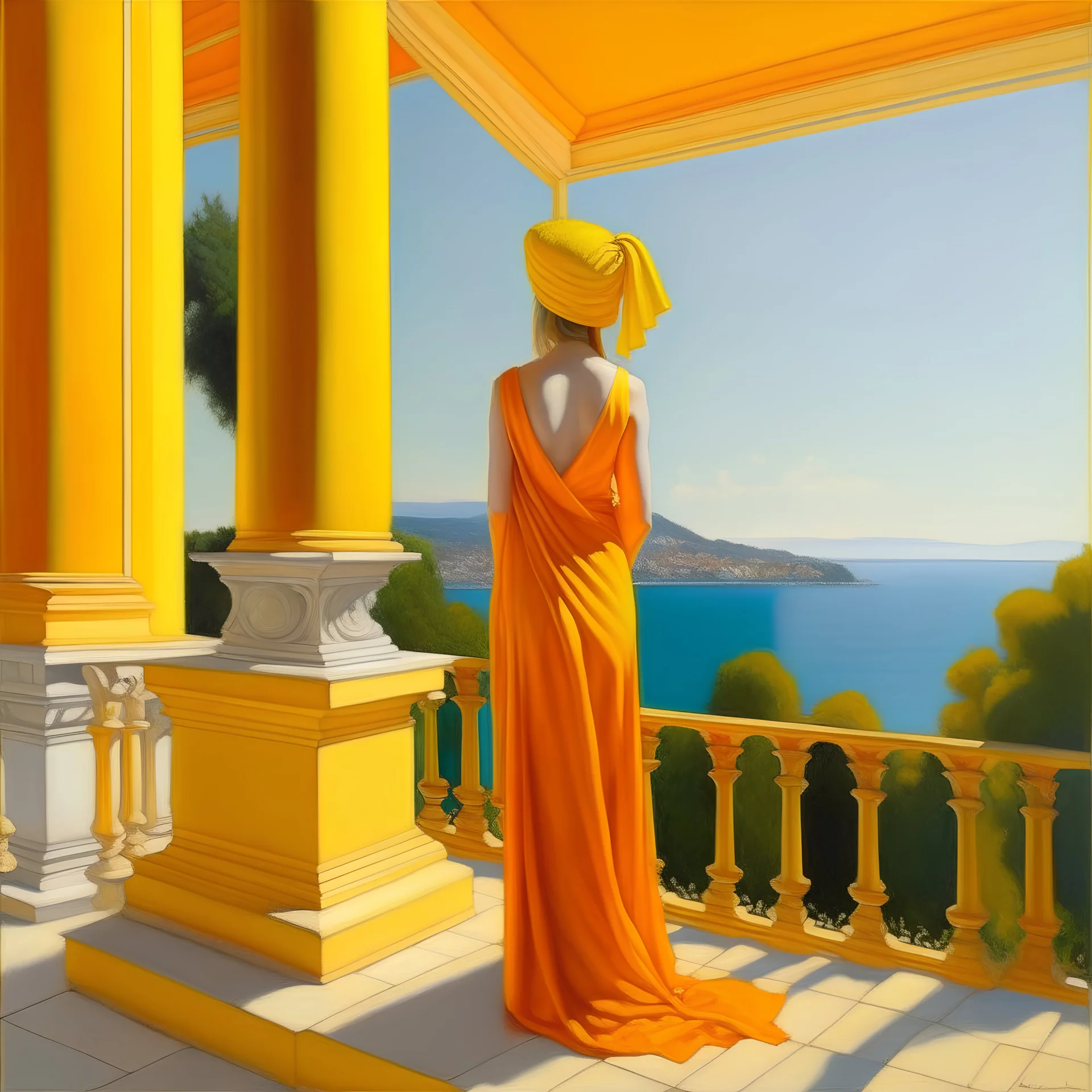 Neoclassicism realistic yellow orange cote d'azur sea