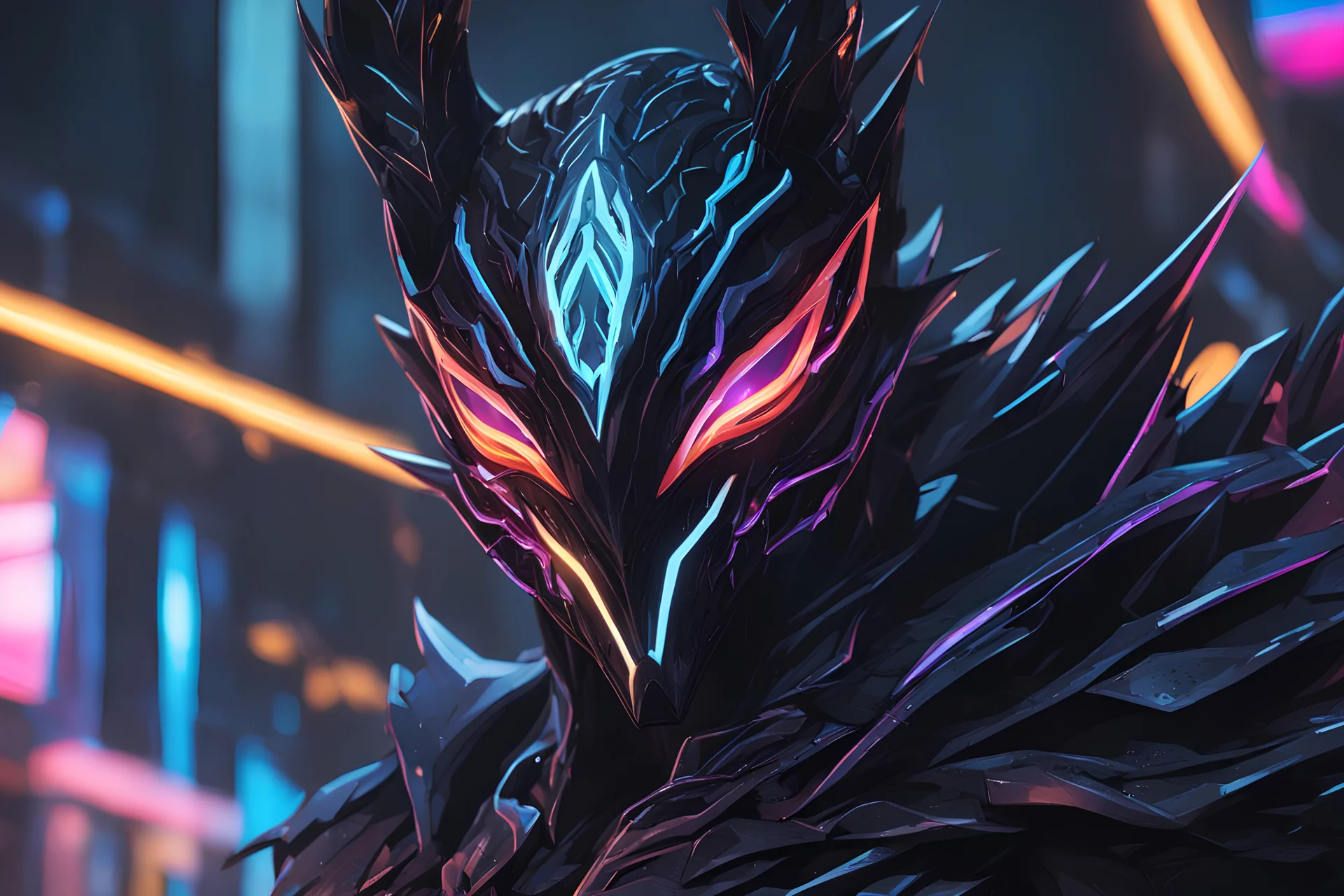 kindred venom in 8k solo leveling shadow artstyle, machine them, mask, close picture, rain, neon lights, intricate details, highly detailed, high details, detailed portrait, masterpiece,ultra detailed, ultra quality