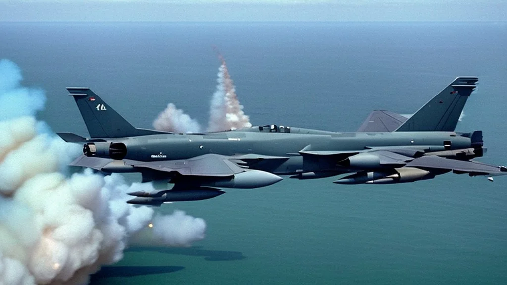 fighter jet fires missile at 747 plane and it crashes into the ocean