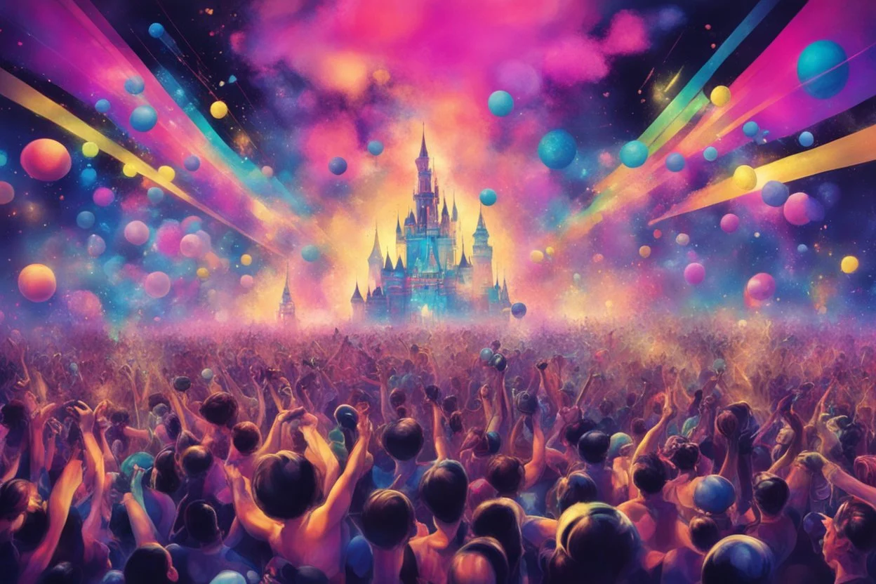 nostalgic Blast from the Past rave party cheerfull disney abstract