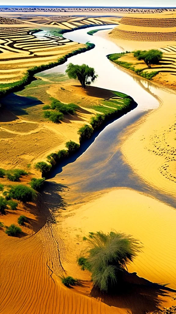 Africa, farming, river and desert, close up