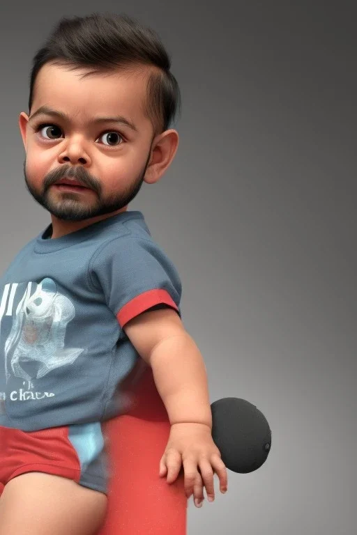 Virat Kohli toddler, dramatic lighting, hyper-realistic, full body, delorean