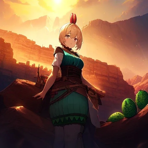 anime real life like cactus in the desert in arizona, grand canyon,anime