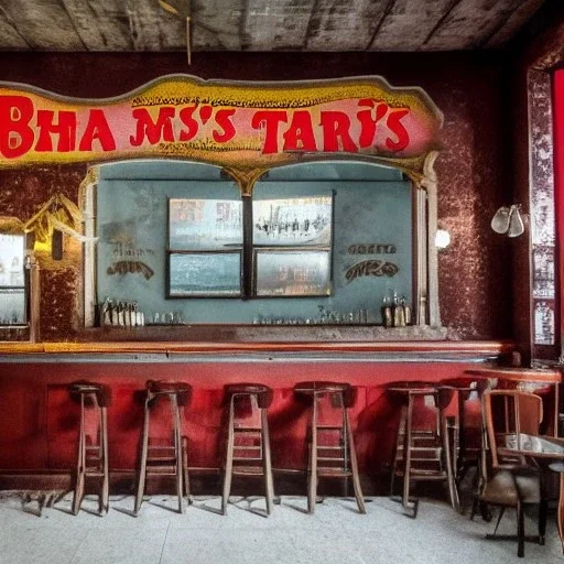 A bar in Communist Romania called "Big John's bar" in the style of Turner