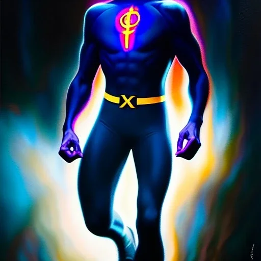 Ultra detailed fullbody Portrait in oil on canvas of Nightcrawler Xmen , extremely detailed digital painting, extremely detailed face,crystal clear Big Glowing eyes, mystical colors ,perfectly centered image, perfect composition, rim light, beautiful lighting, 8k, stunning scene, raytracing, anatomically correct, in the style of robert e howard and Ken Kelley and Ohrai Noriyoshi and Simon Bisley and tomzj1