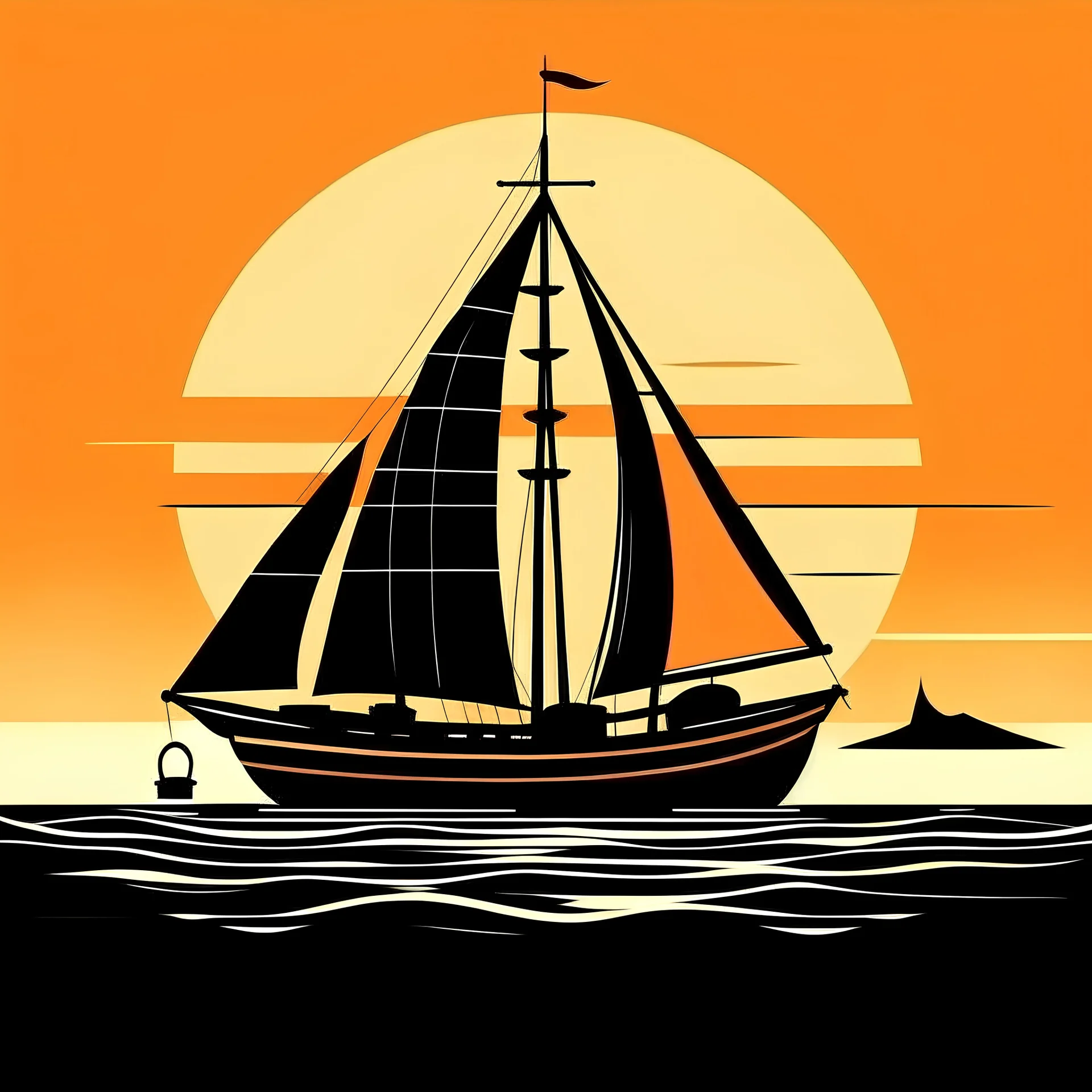 Colorful Sailboat vector Sailboat Flat illustration beach Sailboat silhouette