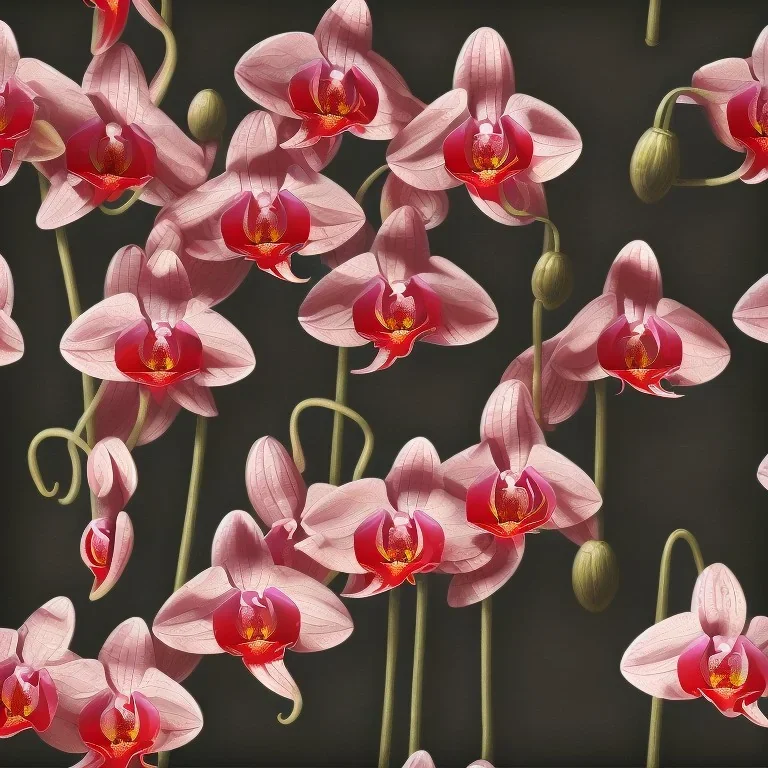 a highly detailed painting of Dracula orchid, seamless pattern, Romanticism, high resolution, oil on canvas