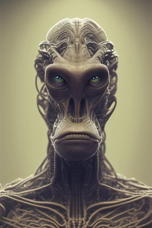 ape alien, head,8 eyes, evil, 8k, with hairs, finely detailed, photo realistic, HR Giger style