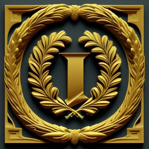 letter M , laurel wreath, roman style