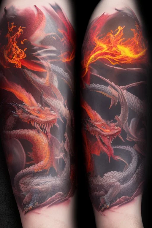 Dragon Phoenix Tattoo Design – Inkoin