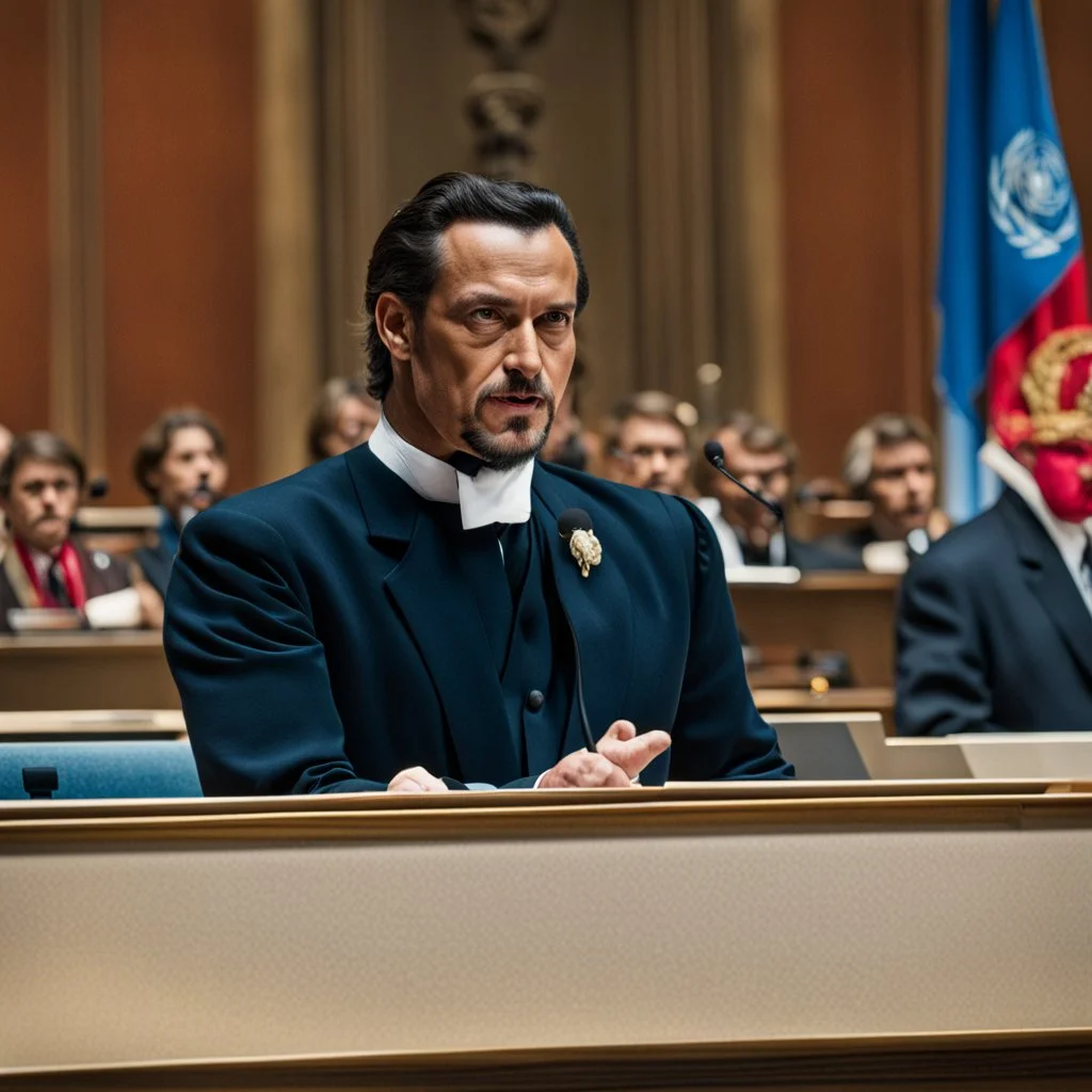 Don Juan speaks to the General Assembly of the United Nations.