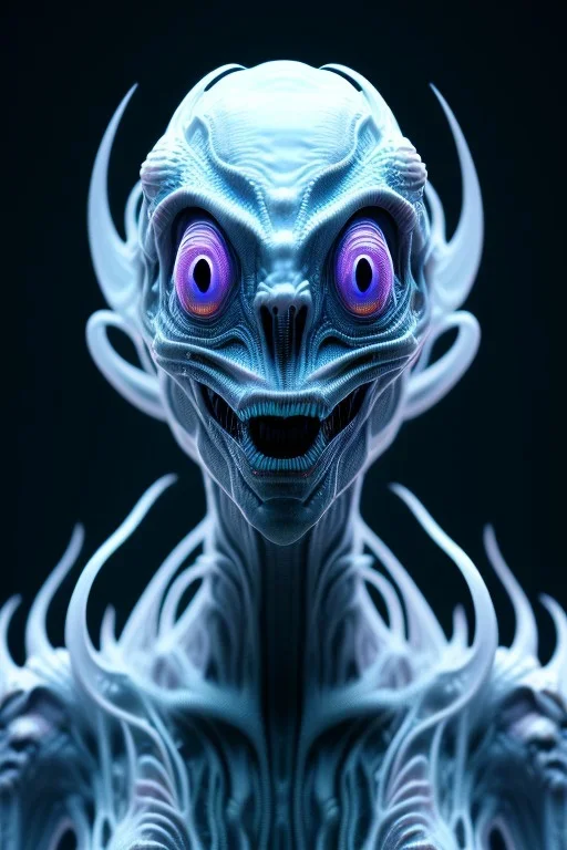 full bodied ghostly alien, 8k, finely detailed, photo realistic.