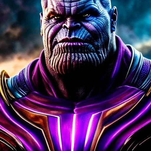 Ultra detailed fullbody Portrait in oil on canvas of Thanos villain with Armor ,extremely detailed digital painting, extremely detailed face,crystal clear Big Glowing red eyes, mystical colors ,perfectly centered image, perfect composition, rim light, beautiful lighting, 8k, stunning scene, raytracing, anatomically correct, in the style of robert e howard and Ken Kelley and Ohrai Noriyoshi and Simon Bisley and tomzj1