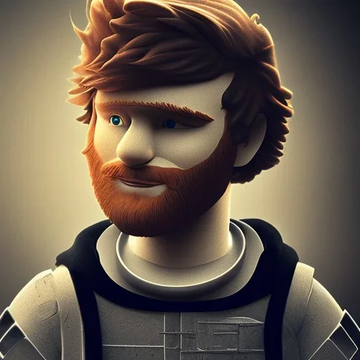 ed sheeran with brown hair, shaved, lego , steampunk