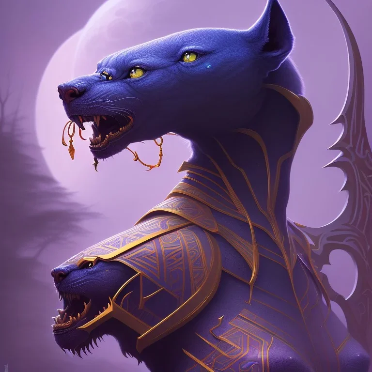 sango fantasy, fantasy magic, intricate, sharp focus, illustration, highly detailed, digital painting, concept art, matte, artgerm and paul lewin and kehinde wiley, masterpiece sexy Asian lady black panther Papu New Guina pyramid purple silver space lady space blood moon galaxy