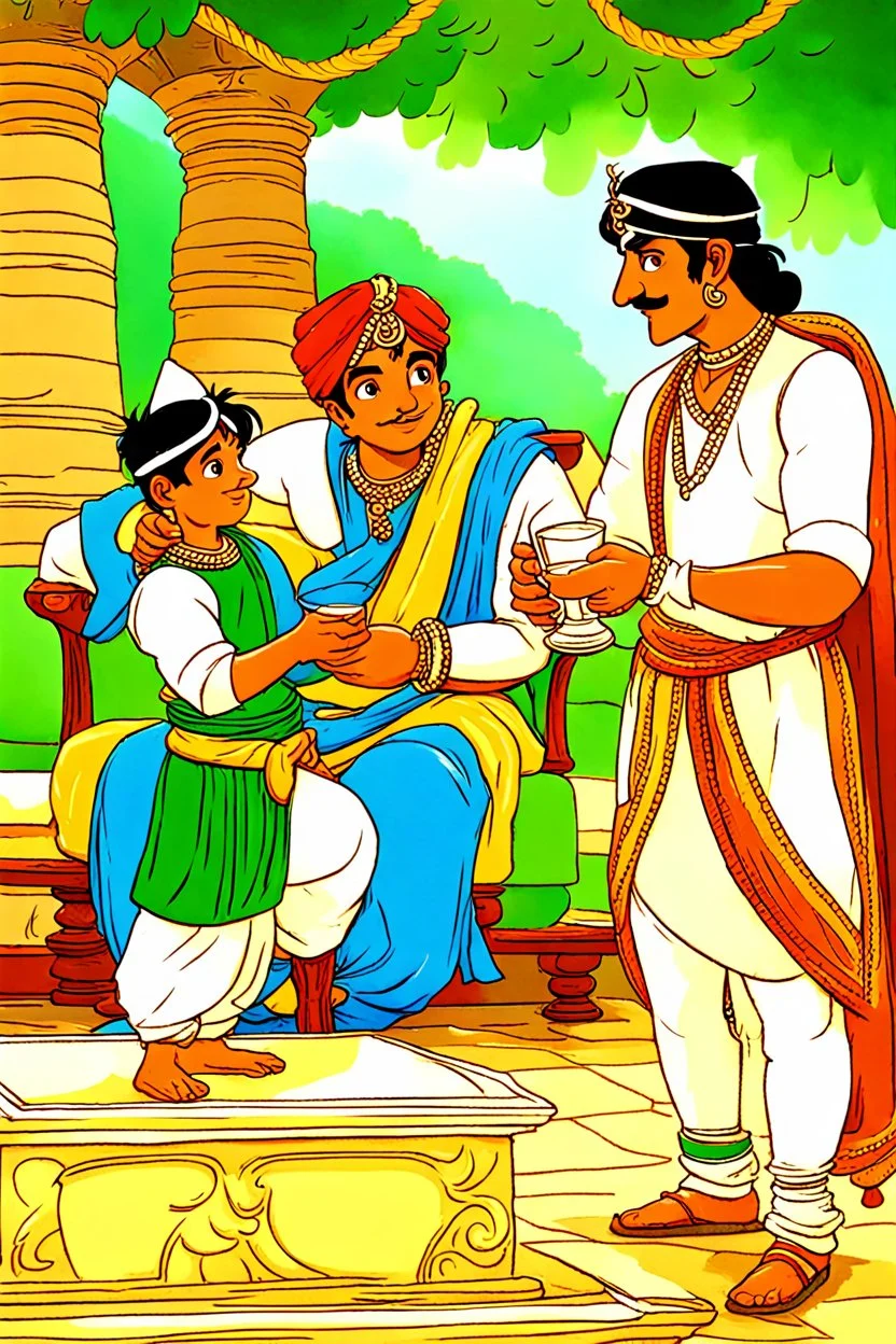 Birbal’s son order a milk of cup