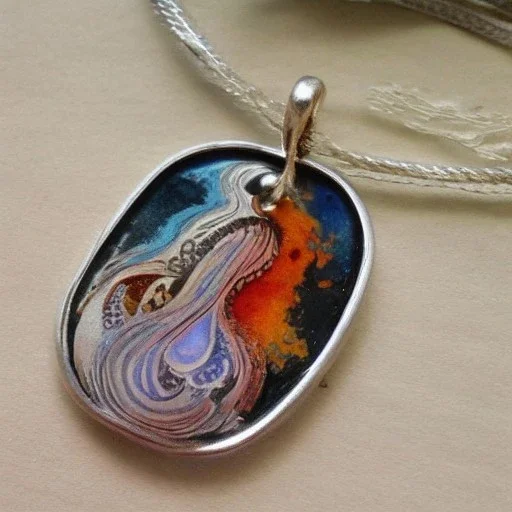 pendant, two silver coins, watercolor, large strokes, illustration, fantasy