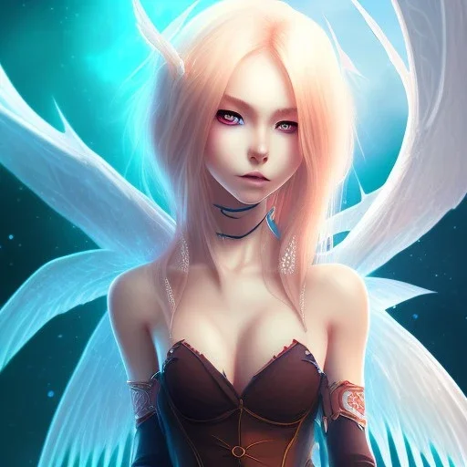 beautiful anime girl,with dragon wings