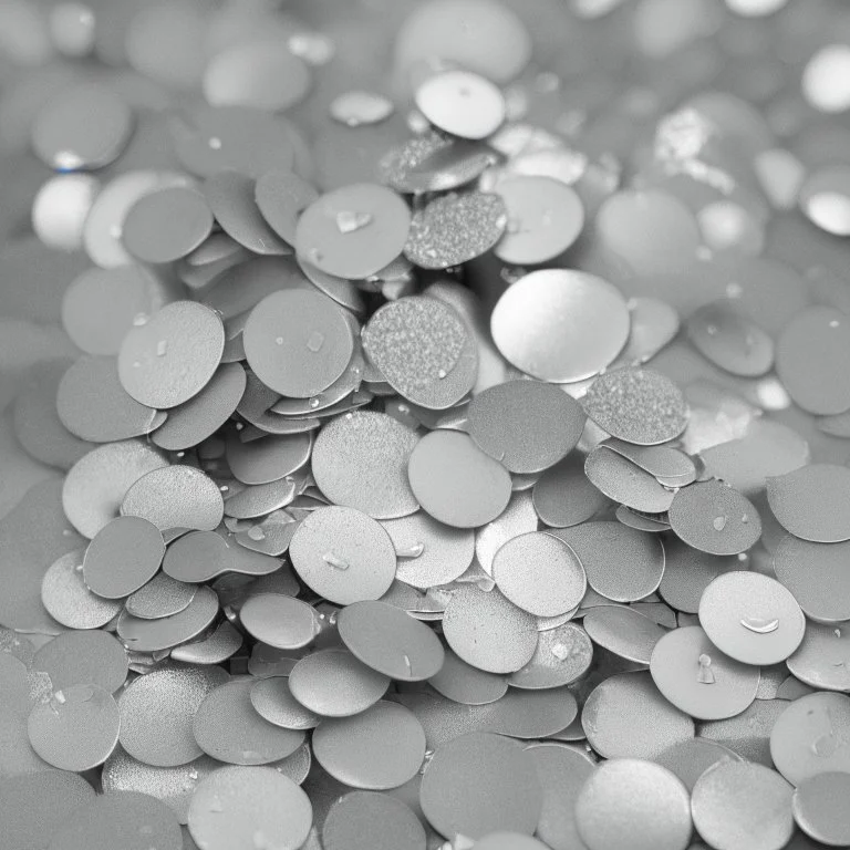 a photograph of round silver confetti