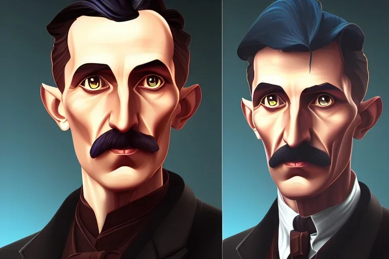 Portrait of Nikola Tesla by Jake Bartok