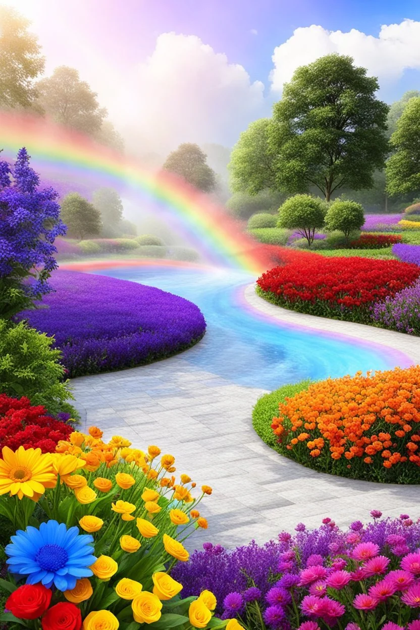 rainbow, colors, very beautiful, ,flowers garden,