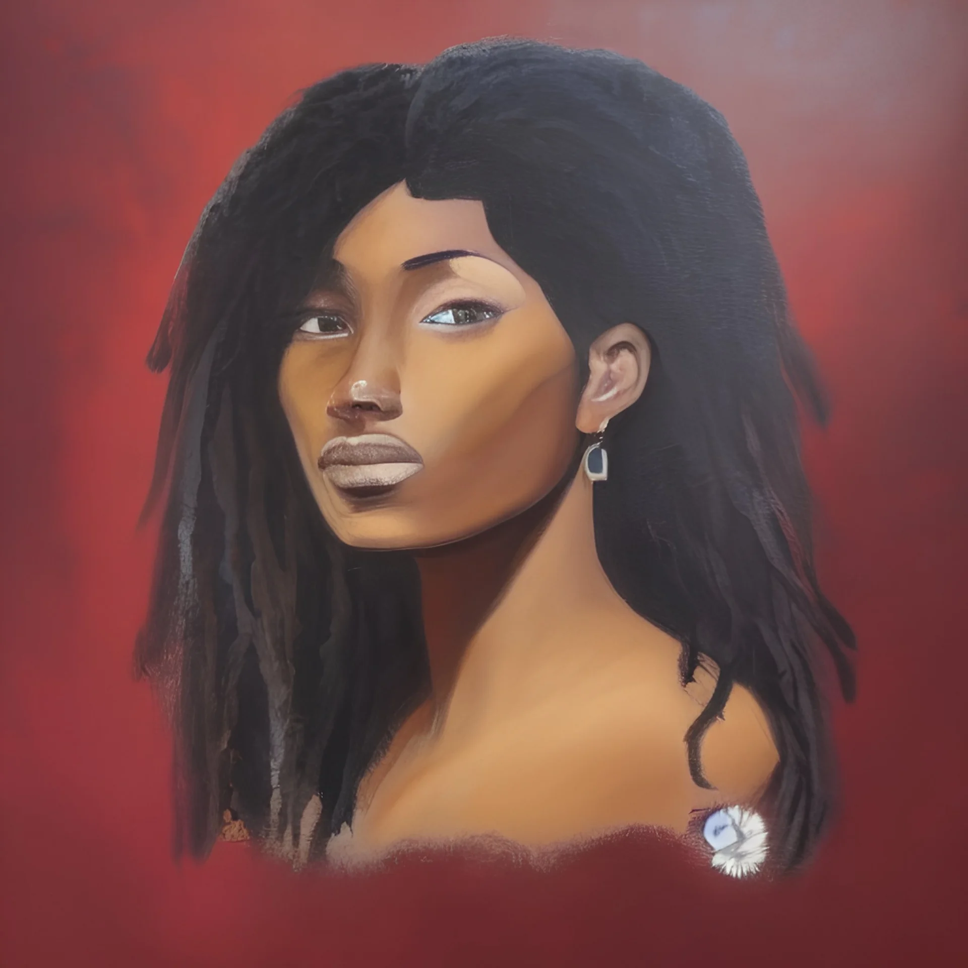 Painting of a beautiful black girl in the style of paintings of early humans, paintings in caves, 8k