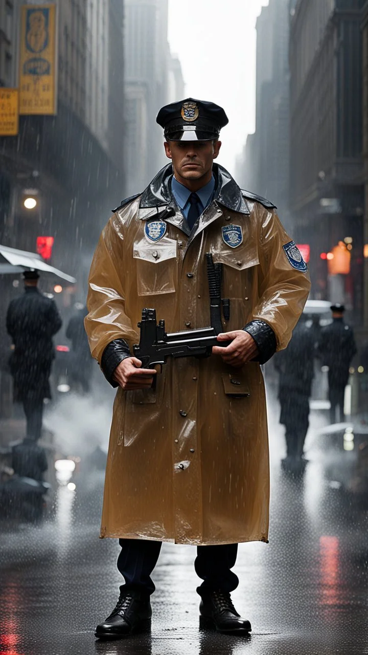 retro gun 1900 policeman badass nypd transparent heavy rain coat