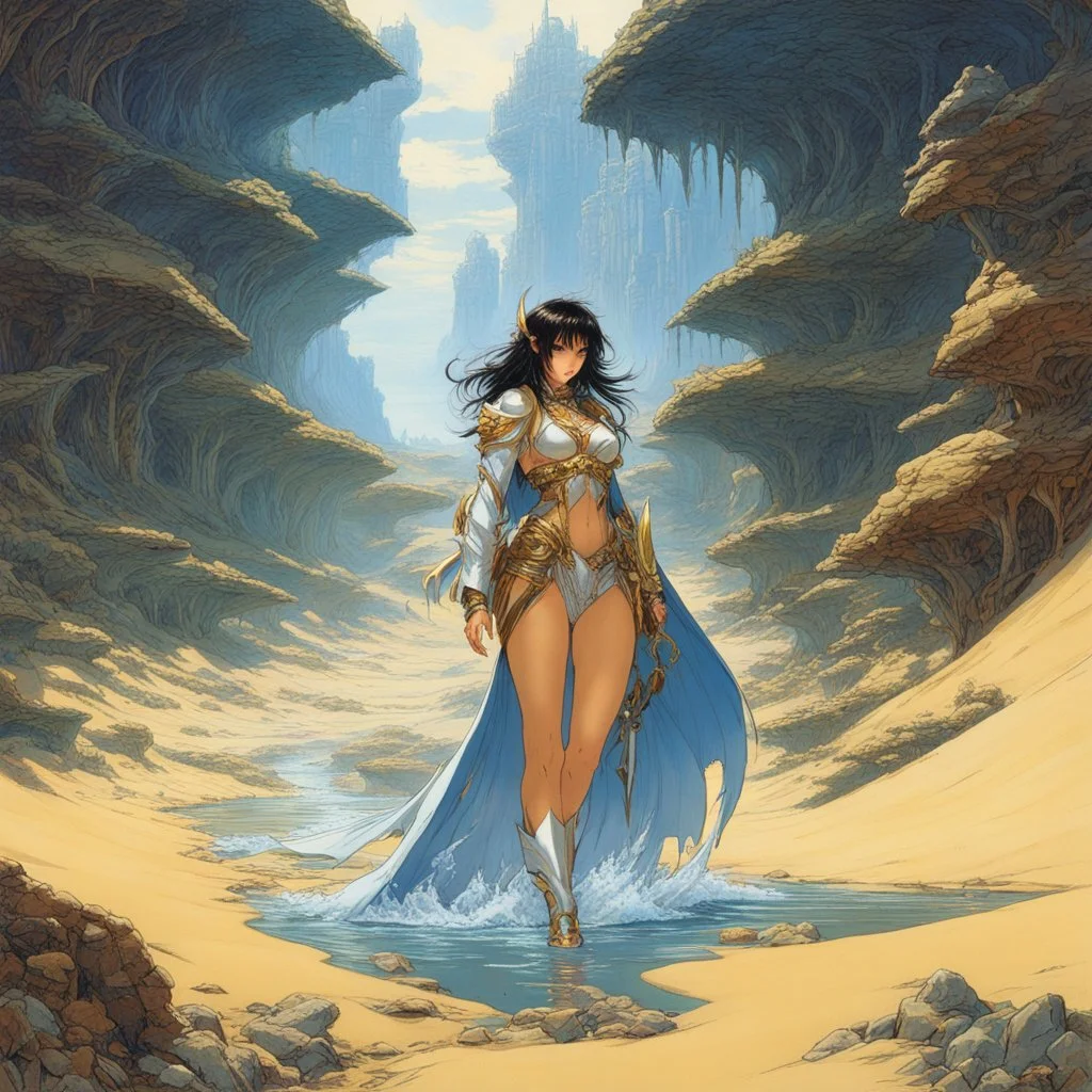 [art by Masamune Shirow] GODLY DRAGONHunger gnawed, a primal need,'Till an oasis I found, its sweet waters I drank with greed.Refreshed, but still unsure of my rightful place,I sought shelter, away from prying eyes and alien grace.Wandering these dunes, a mystery unbound,Visions and memories, swirling all around.What forces brought me to this alien ground?A soulful lament, my heart's resound.