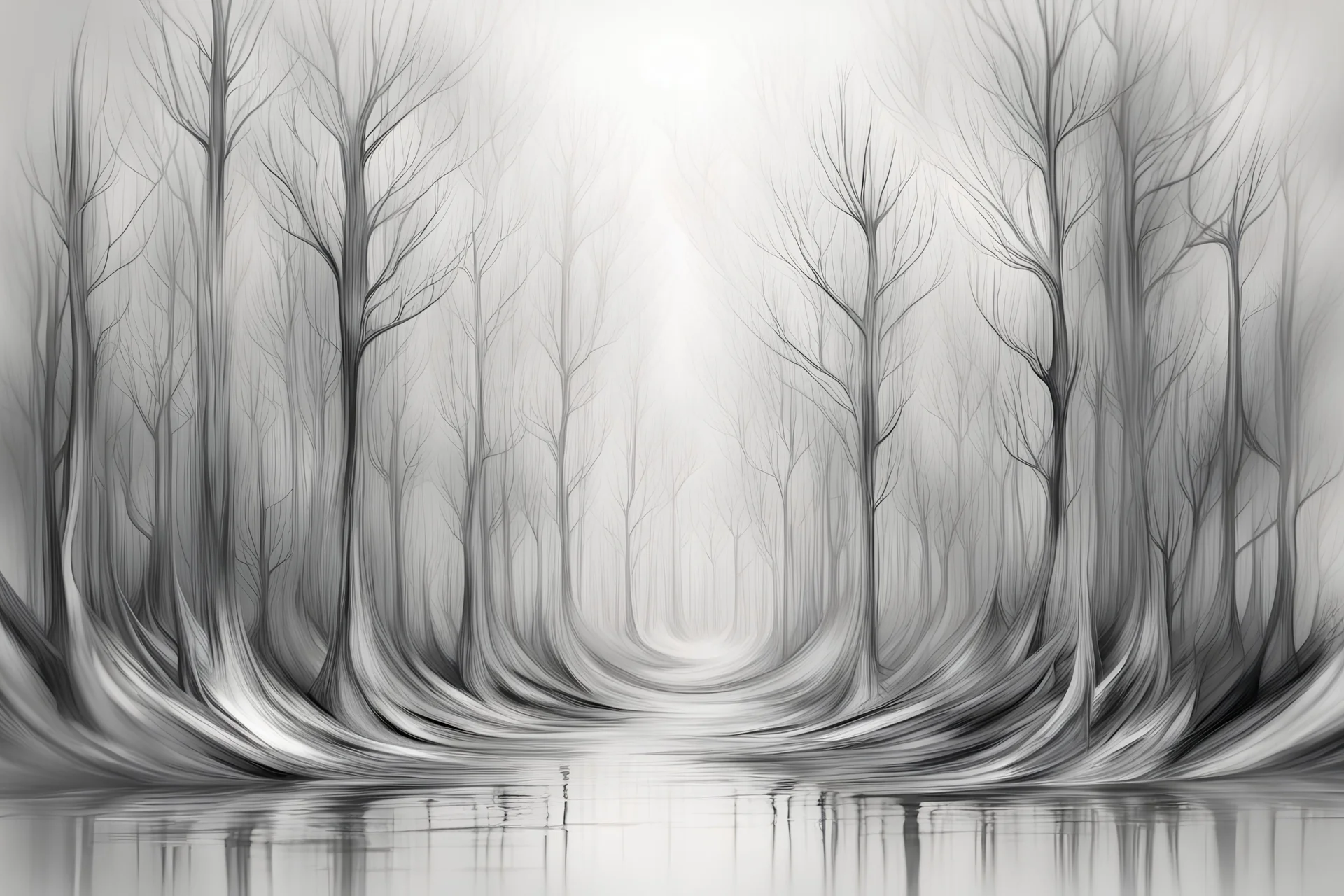 Abstract silver forest, rough sketch