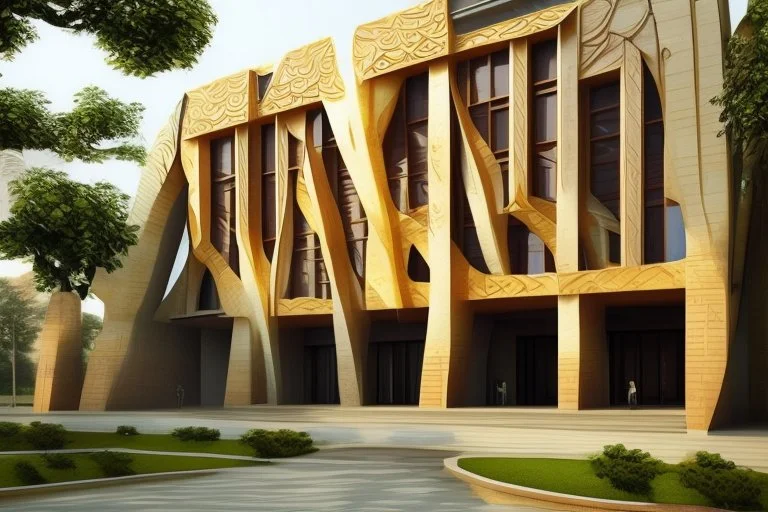 Worlds best building design for a college campus. Unique and brilliant architectural design. Use Indian hindu style mixed.