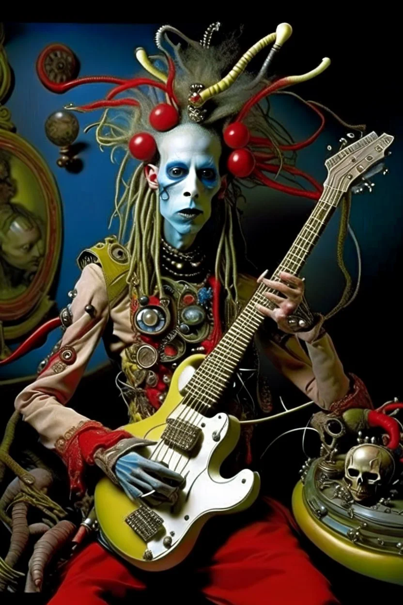 photo by tim walker : loan-blend human-alien biomorphic-animals squid indefinite head extreme wide shot head to toe portrait of weird krofft pufnstuff puppet voodoo cutie sitar player king human nervous systems, renaissance faire alex grey hyper detailed michael cheval with a playful expression made out of mechanical parts and robot arms; cyborg details, unusual and obscure photograph by františek vobecký of a surreal scene of ghastly men, pop art, clive barker style, 300mm f/.8, raw cinematic p