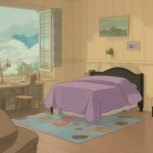 Animated bedroom with cat