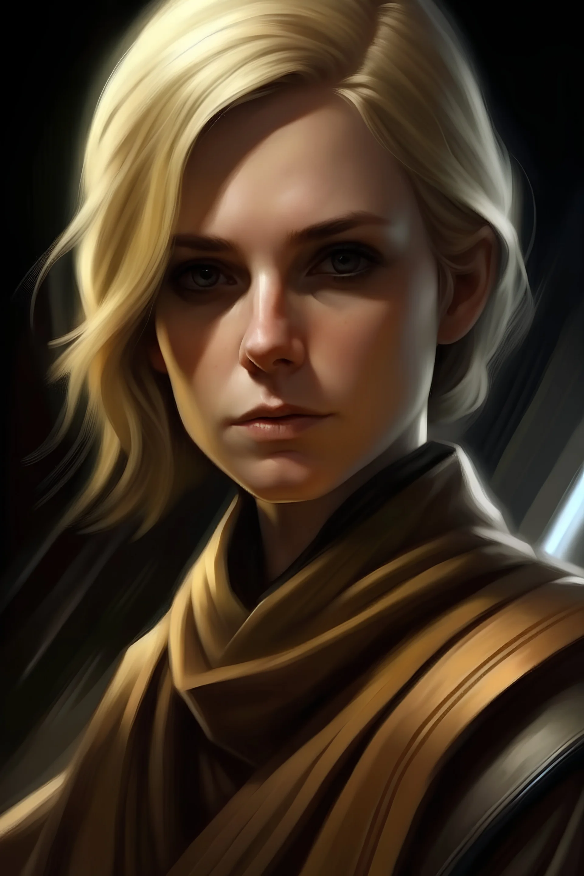 Sci fi Blonde female jedi woman portrait